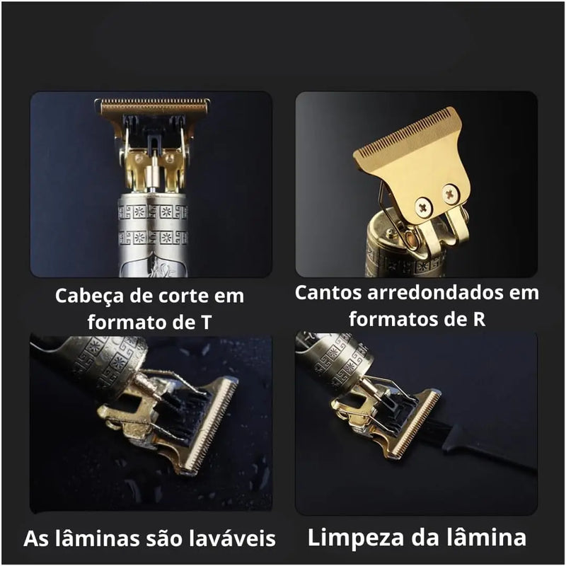 Máquina p/ Cabelo e Barba - 4 Pentes, Ideal p/ Cortes e Acabamentos