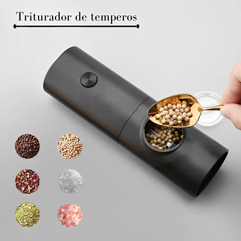 Moedor Elétrico De Temperos - Para Sal, Pimenta, e Condimentos no Geral - Com Ajuste de Moagem