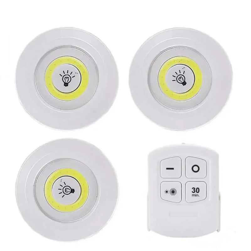 Kit Luminária Led Sem Fio com Controle Remoto - 3 Unidades - Para Casa, Móveis e Jardim